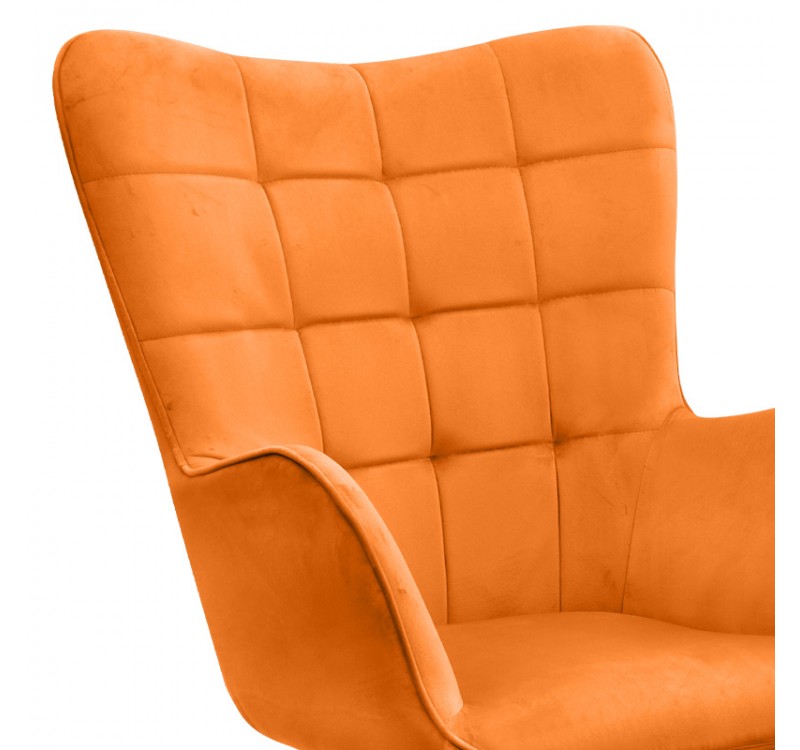 Πολυθρόνα - Μπερζέρα με υποπόδιο Lily Megapap κροκί βελούδο - μεταλλικό πόδι χρώμα φυσικό 70x62x98εκ.