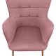 Πολυθρόνα - Μπερζέρα με υποπόδιο Lily Megapap σάπιο μήλο βελούδο - μεταλλικό πόδι χρώμα φυσικό 70x62x98εκ.