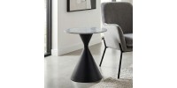 Τραπεζάκι βοηθητικό Logan Megapap sintered stone - μέταλλο χρώμα γκρι εφέ μαρμάρου - μαύρο Ø50x56εκ.