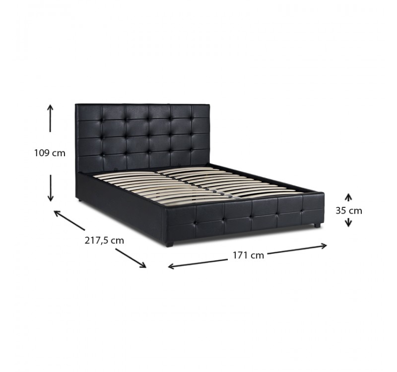 Κρεβάτι Iro Megapap από τεχνόδερμα με αποθηκευτικό χώρο χρώμα μαύρο 160x200εκ.