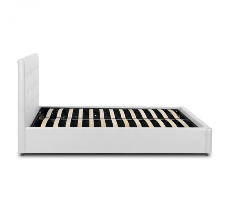 Κρεβάτι Iro Megapap από τεχνόδερμα με αποθηκευτικό χώρο χρώμα λευκό 160x200εκ.