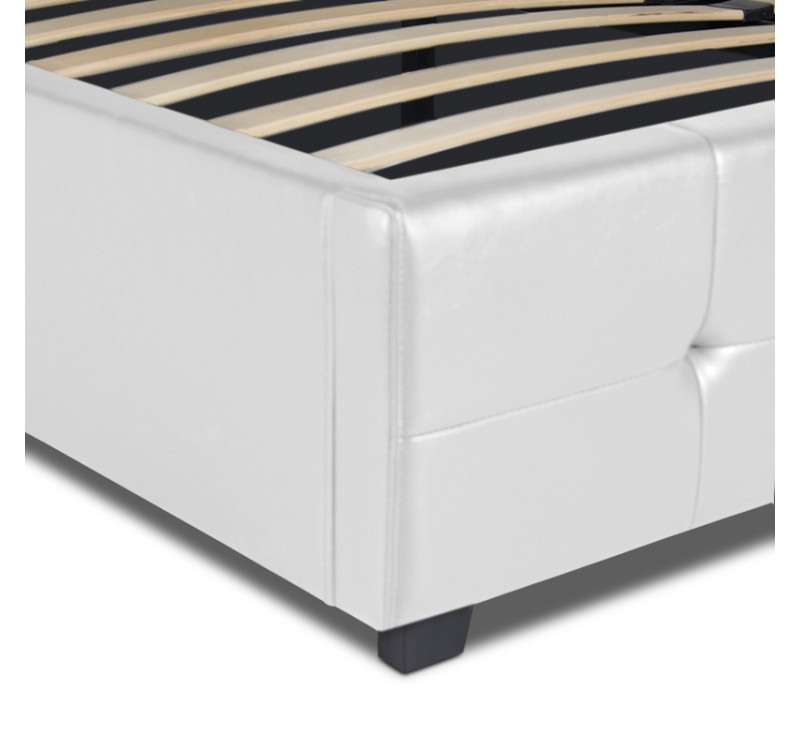 Κρεβάτι Iro Megapap από τεχνόδερμα με αποθηκευτικό χώρο χρώμα λευκό 160x200εκ.