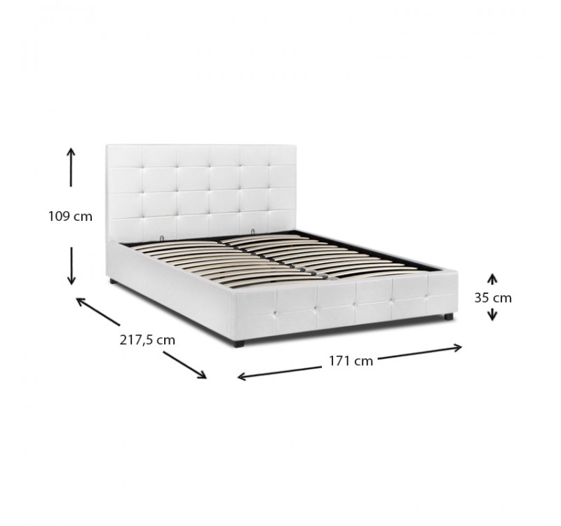 Κρεβάτι Iro Megapap από τεχνόδερμα με αποθηκευτικό χώρο χρώμα λευκό 160x200εκ.