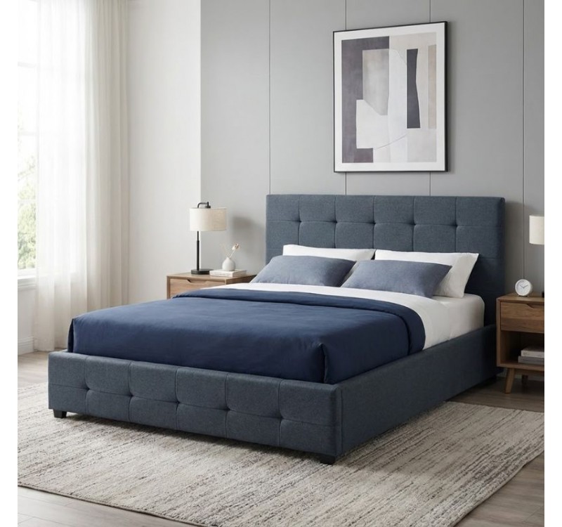 Κρεβάτι Iro Megapap υφασμάτινο με αποθηκευτικό χώρο χρώμα ανθρακί 160x200εκ.