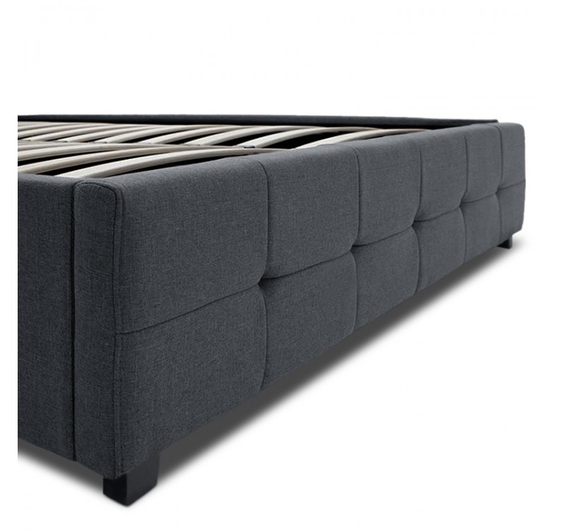 Κρεβάτι Iro Megapap υφασμάτινο με αποθηκευτικό χώρο χρώμα ανθρακί 160x200εκ.