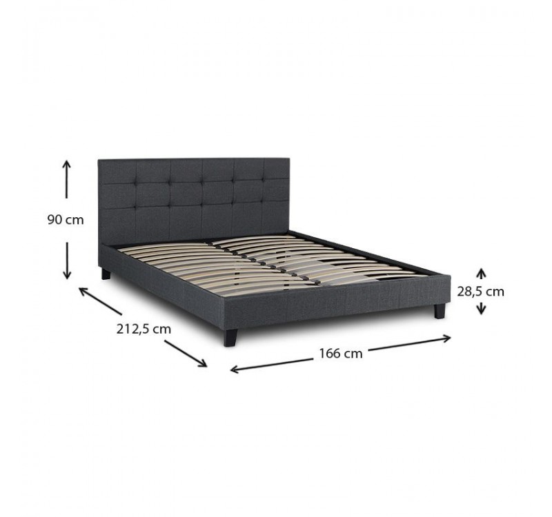 Κρεβάτι Sissy Megapap υφασμάτινο χρώμα ανθρακί 160x200εκ.
