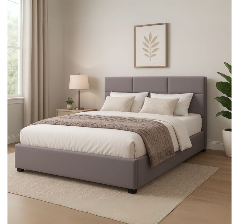 Κρεβάτι Kingston Megapap βελούδινο με αποθηκευτικό χώρο χρώμα γκρι 160x200εκ.