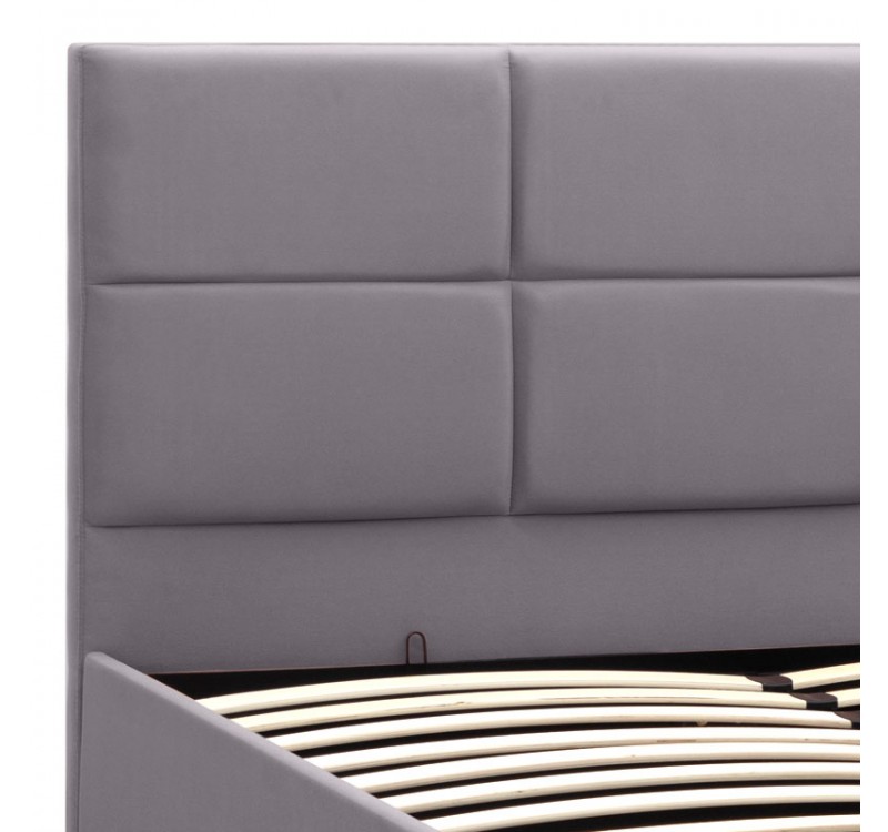 Κρεβάτι Kingston Megapap βελούδινο με αποθηκευτικό χώρο χρώμα γκρι 160x200εκ.
