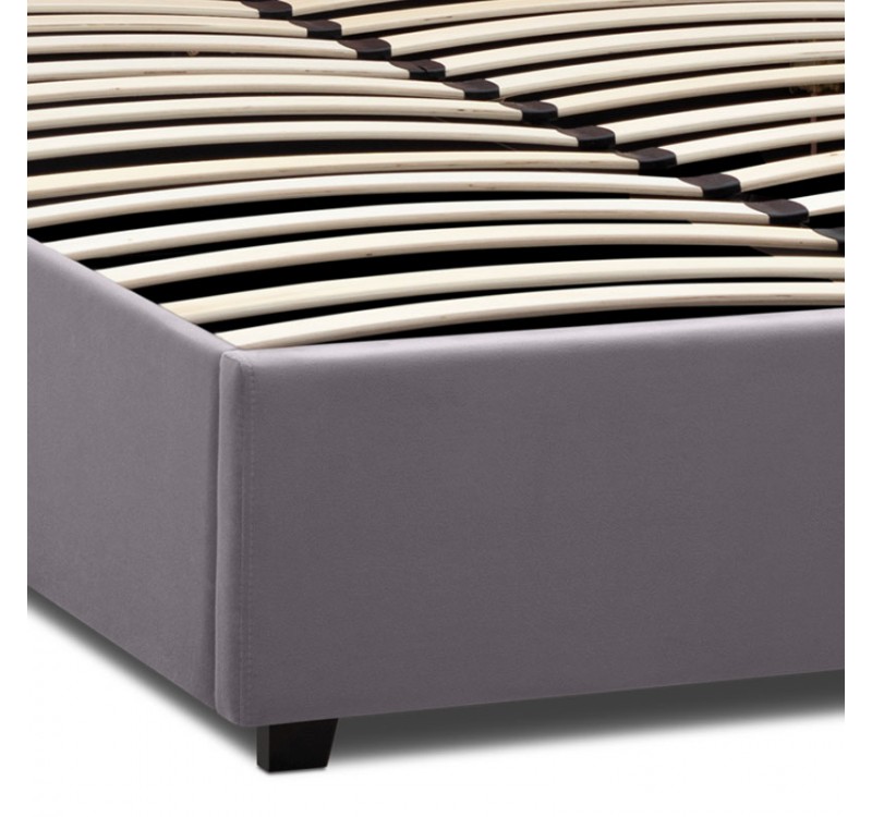 Κρεβάτι Kingston Megapap βελούδινο με αποθηκευτικό χώρο χρώμα γκρι 160x200εκ.