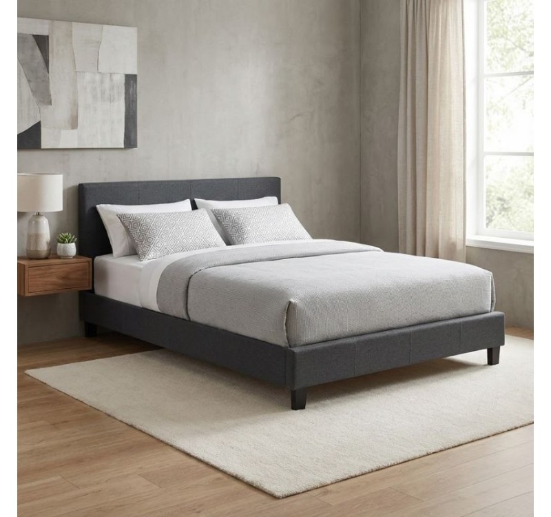 Κρεβάτι Flat Megapap υφασμάτινο χρώμα ανθρακί 150x200εκ.