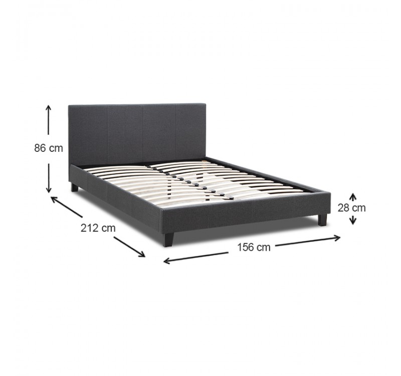 Κρεβάτι Flat Megapap υφασμάτινο χρώμα ανθρακί 150x200εκ.