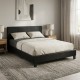 Κρεβάτι Flat Megapap από τεχνόδερμα χρώμα μαύρο ματ 150x200εκ.
