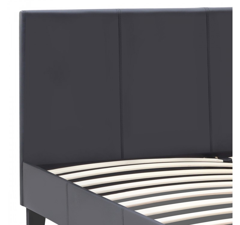 Κρεβάτι Flat Megapap από τεχνόδερμα χρώμα μαύρο ματ 150x200εκ.