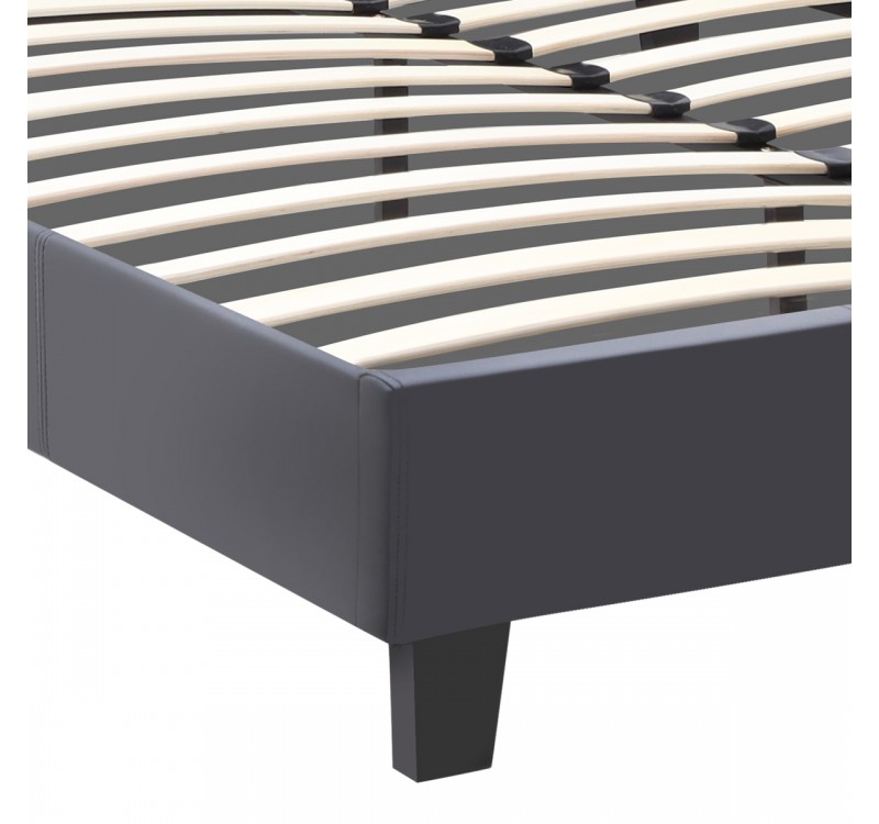 Κρεβάτι Flat Megapap από τεχνόδερμα χρώμα μαύρο ματ 150x200εκ.