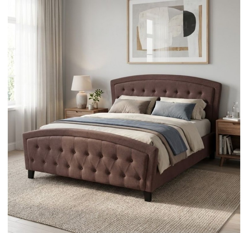 Κρεβάτι Alexia Megapap υφασμάτινο χρώμα καφέ 160x200εκ.