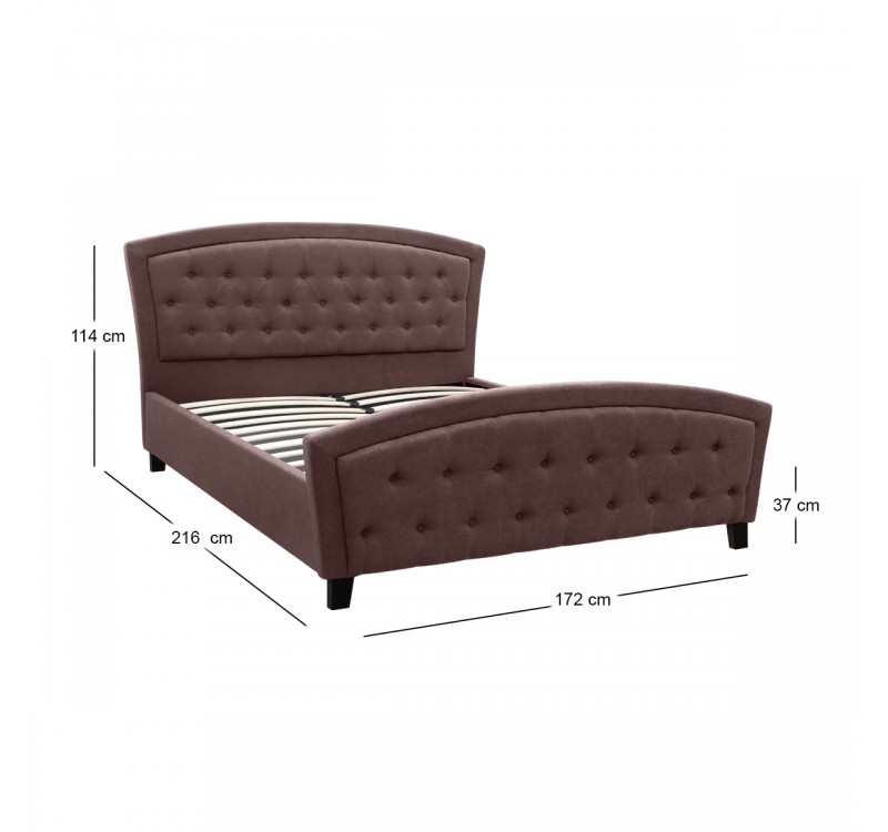 Κρεβάτι Alexia Megapap υφασμάτινο χρώμα καφέ 160x200εκ.