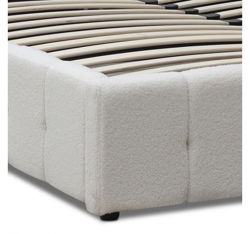 Κρεβάτι Norah Megapap μπουκλέ ύφασμα με αποθηκευτικό χώρο χρώμα ivory 160x200εκ.