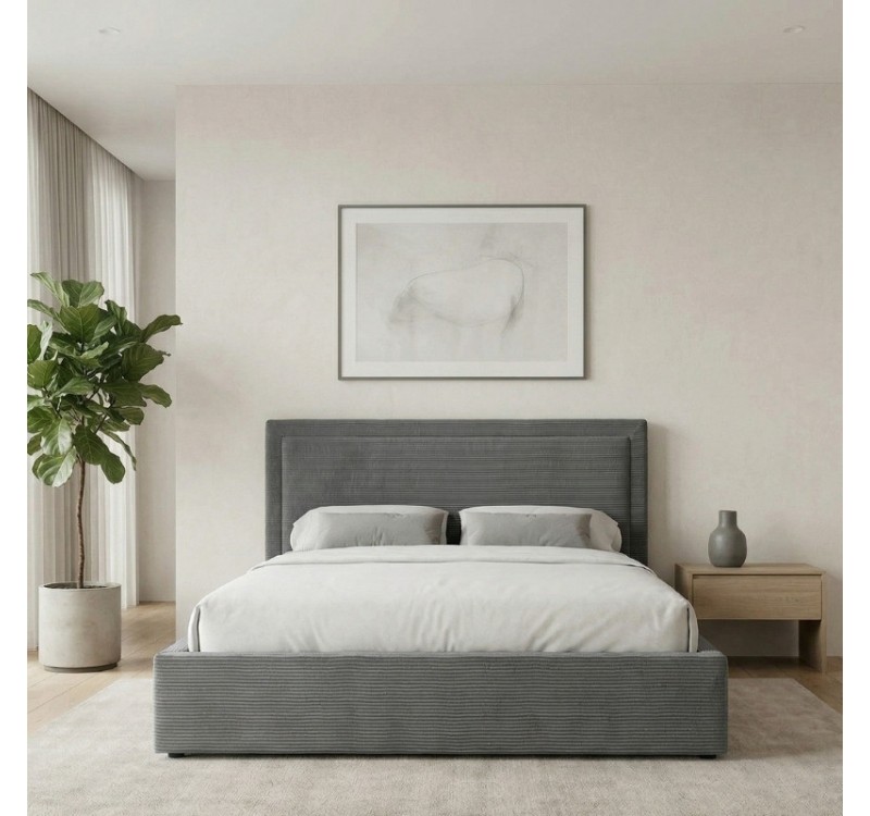 Κρεβάτι Velar Megapap υφασμάτινο με αποθηκευτικό χώρο χρώμα γκρι 160x200εκ.