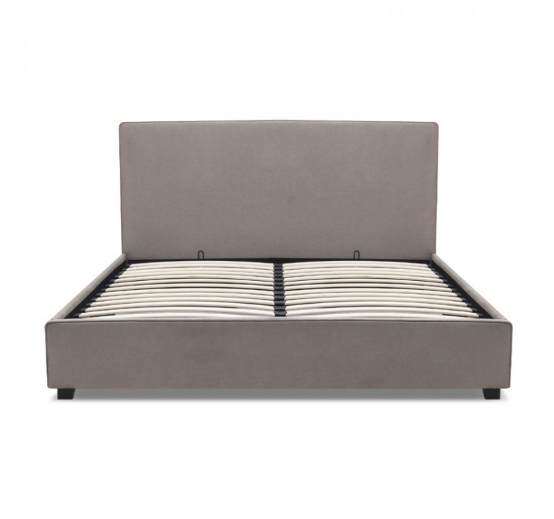 Κρεβάτι Verona Megapap υφασμάτινο με αποθηκευτικό χώρο χρώμα γκρι - μπεζ 160x200εκ.