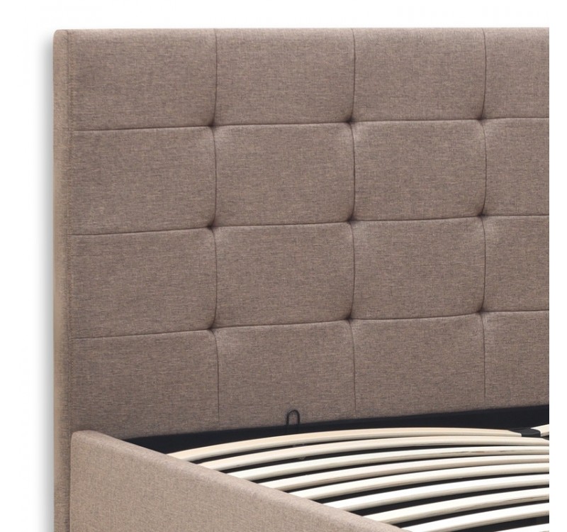 Κρεβάτι Iro Megapap υφασμάτινο με αποθηκευτικό χώρο χρώμα μπεζ - καφέ 150x200εκ.