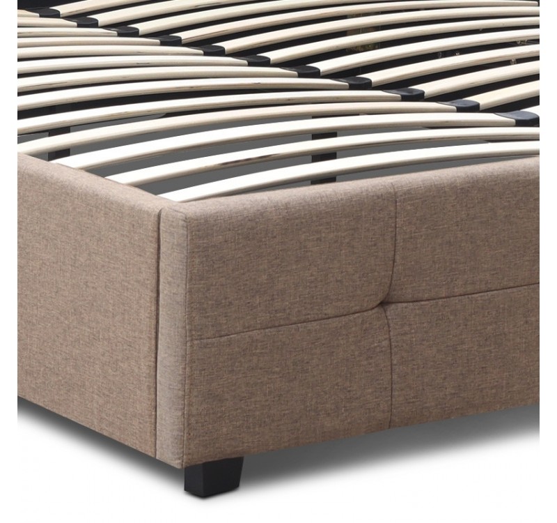 Κρεβάτι Iro Megapap υφασμάτινο με αποθηκευτικό χώρο χρώμα μπεζ - καφέ 150x200εκ.