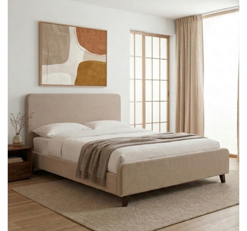 Κρεβάτι Ovelia Megapap υφασμάτινο χρώμα μπεζ 160x200εκ.