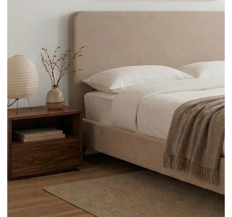 Κρεβάτι Ovelia Megapap υφασμάτινο χρώμα μπεζ 160x200εκ.
