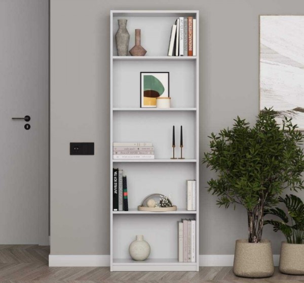 Βιβλιοθήκη Max Megapap χρώμα λευκό 58x23x170εκ.