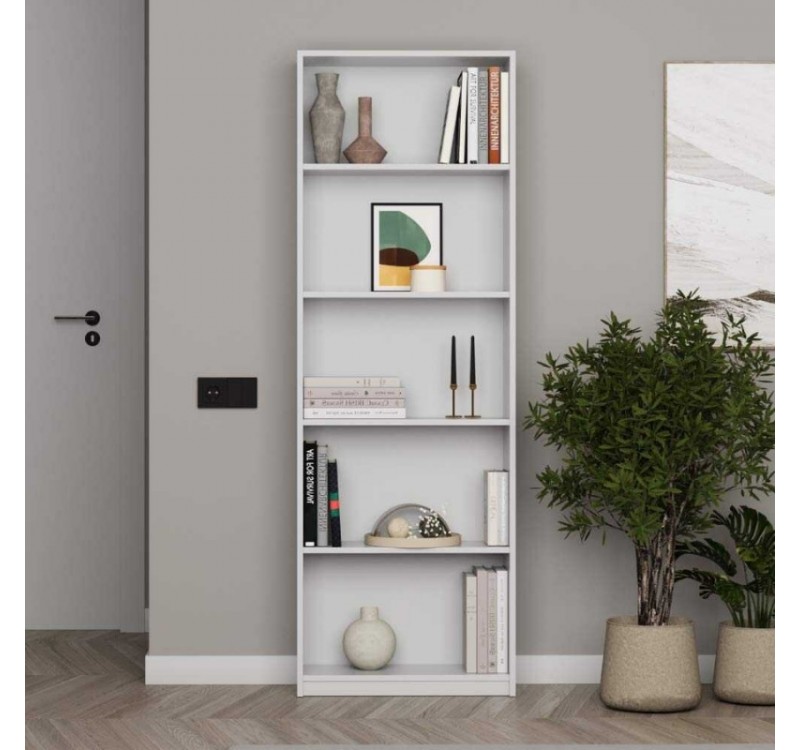 Βιβλιοθήκη Max Megapap χρώμα λευκό 58x23x170εκ.