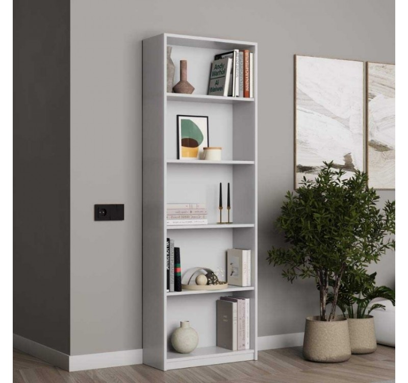 Βιβλιοθήκη Max Megapap χρώμα λευκό 58x23x170εκ.