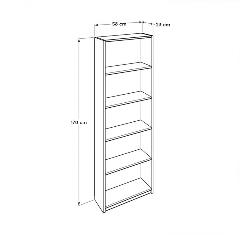 Βιβλιοθήκη Max Megapap χρώμα λευκό 58x23x170εκ.