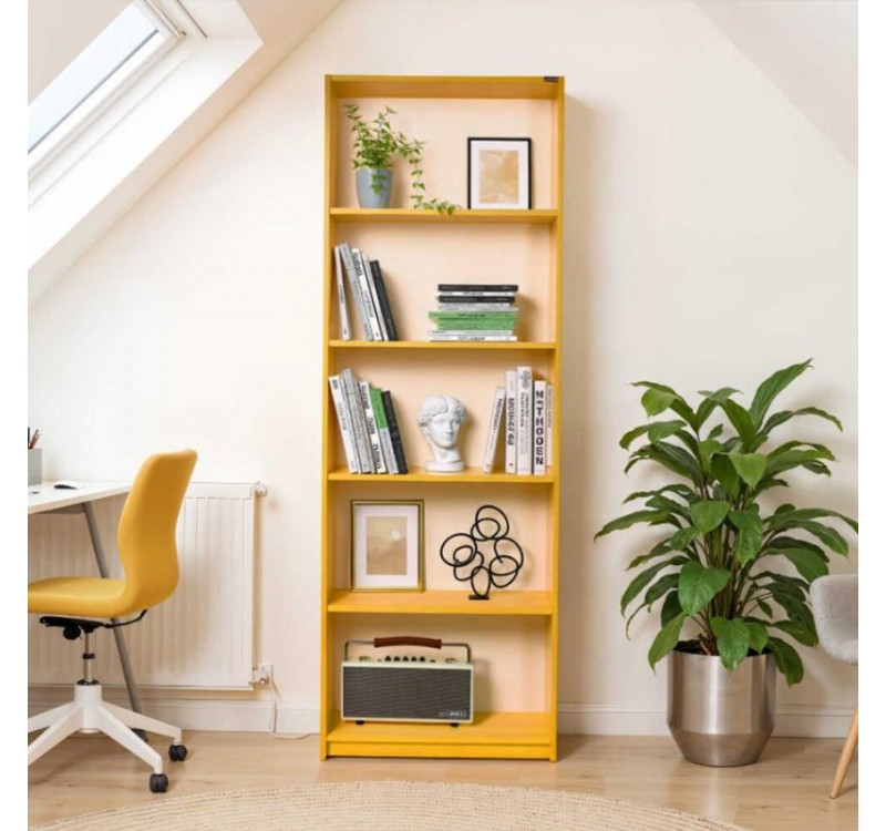 Βιβλιοθήκη Max Megapap χρώμα κίτρινο 58x23x170εκ.