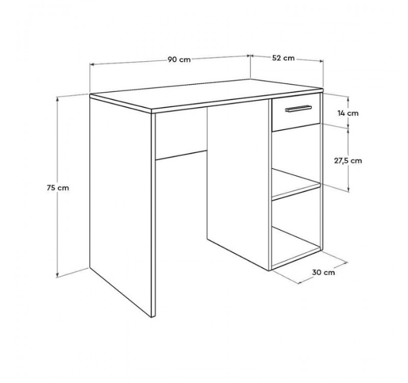 Γραφείο εργασίας Concept Pc Megapap χρώμα λευκό 90x52x75εκ.