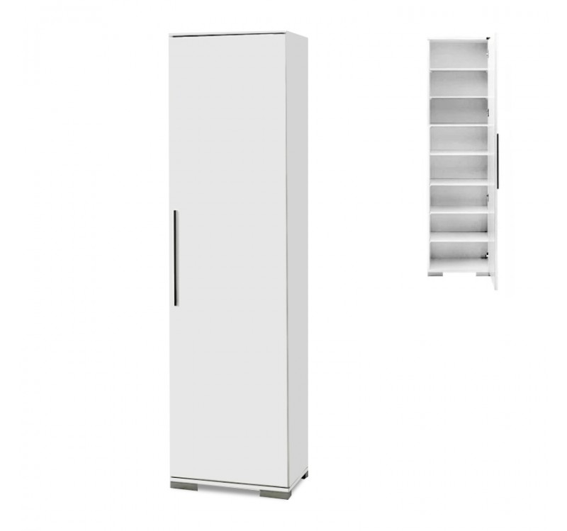 Ντουλάπα ρούχων - παπουτσοθηκη 16 ζευγών Diamond Megapap μονόφυλλη χρώμα λευκό gloss 50x35x187εκ.