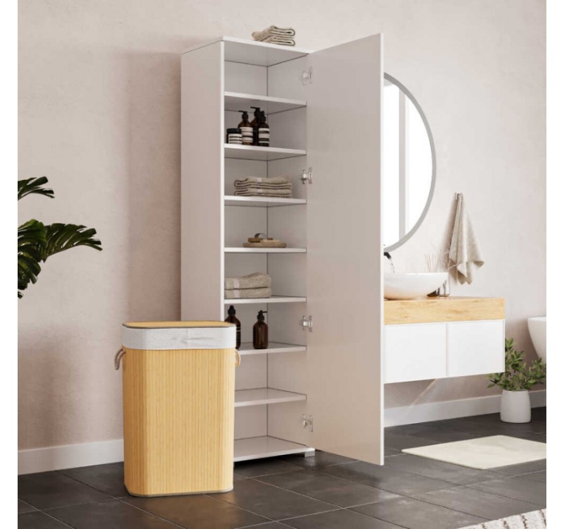 Ντουλάπα ρούχων - παπουτσοθηκη 16 ζευγών Diamond Megapap μονόφυλλη χρώμα λευκό gloss 50x35x187εκ.