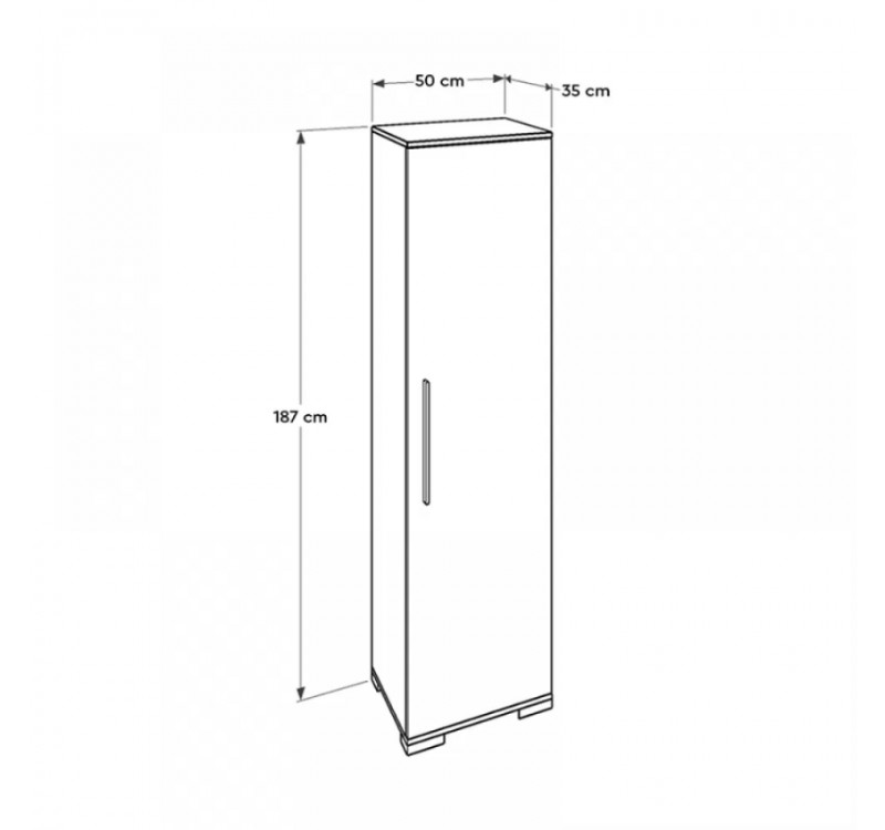 Ντουλάπα ρούχων - παπουτσοθηκη 16 ζευγών Diamond Megapap μονόφυλλη χρώμα λευκό gloss 50x35x187εκ.