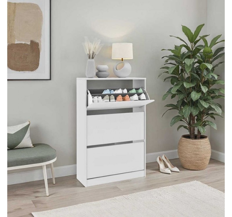Παπουτσοθήκη Flat Duo Megapap 18 ζεύγων χρώμα λευκό 73x26x119εκ.