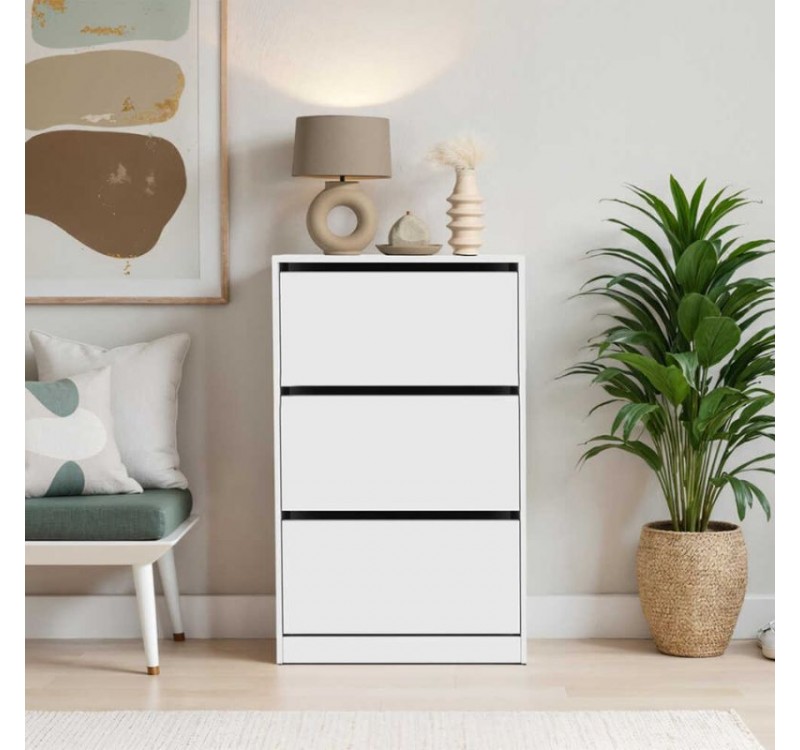 Παπουτσοθήκη Flat Duo Megapap 18 ζεύγων χρώμα λευκό 73x26x119εκ.