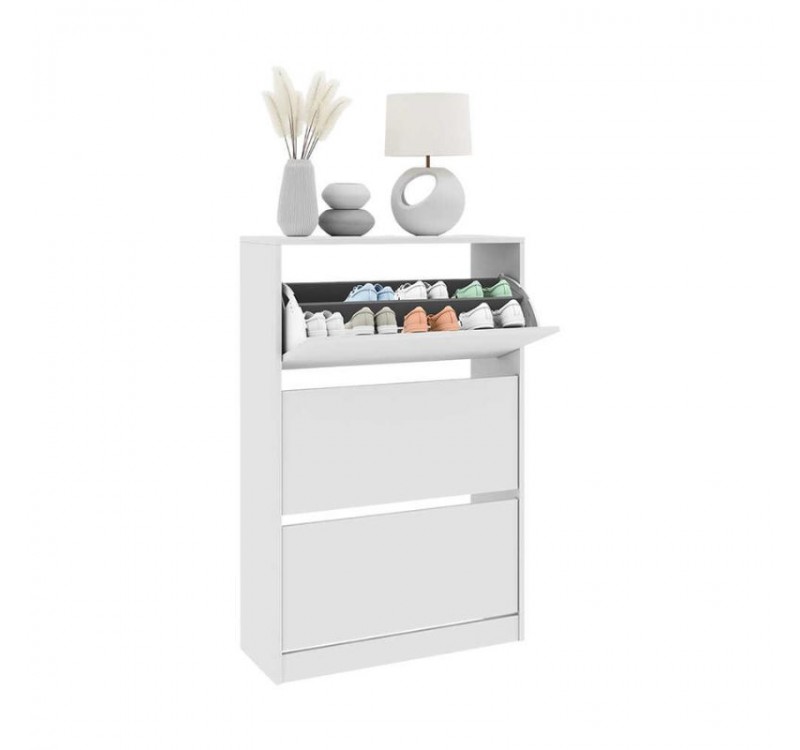 Παπουτσοθήκη Flat Duo Megapap 18 ζεύγων χρώμα λευκό 73x26x119εκ.