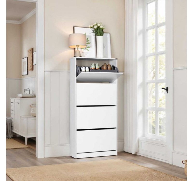 Παπουτσοθήκη Flat Duo Megapap 24 ζευγών χρώμα λευκό 73x26x157εκ.