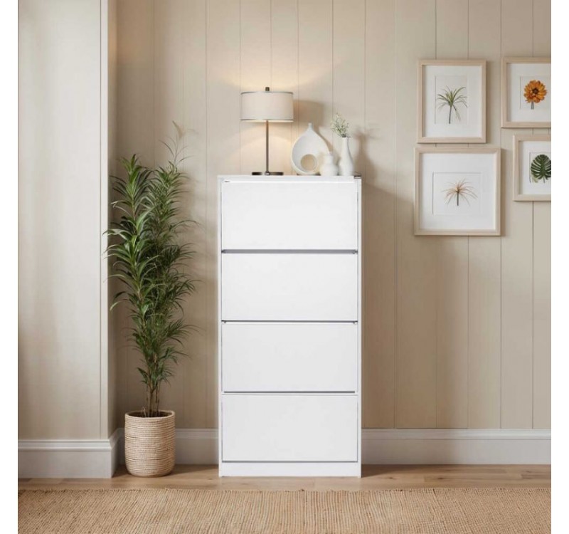 Παπουτσοθήκη Flat Duo Megapap 24 ζευγών χρώμα λευκό 73x26x157εκ.