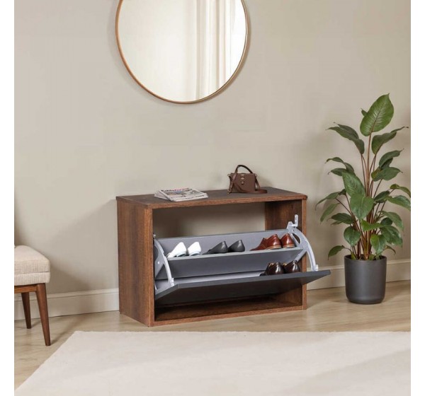 Παπουτσοθήκη 6 ζεύγων Step Megapap χρώμα καρυδί 60x30x42εκ.