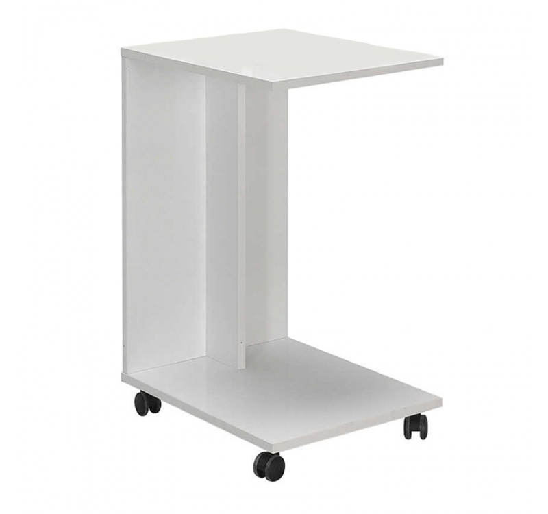 Τραπεζάκι βοηθητικό C-Shaped Megapap χρώμα λευκό gloss 35x45x65εκ.