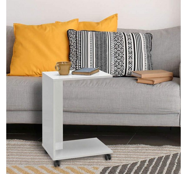 Τραπεζάκι βοηθητικό C-Shaped Megapap χρώμα λευκό gloss 35x45x65εκ.