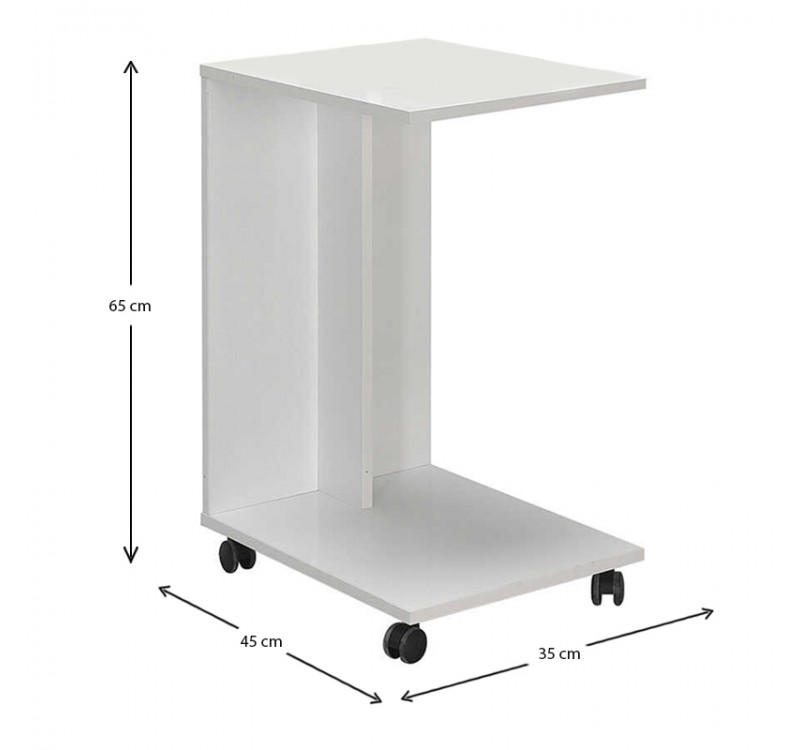 Τραπεζάκι βοηθητικό C-Shaped Megapap χρώμα λευκό gloss 35x45x65εκ.