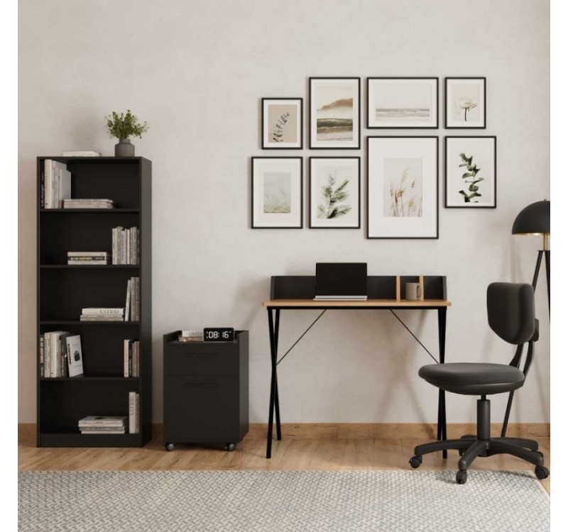 Βιβλιοθήκη Max Megapap χρώμα ανθρακί 58x23x170εκ.