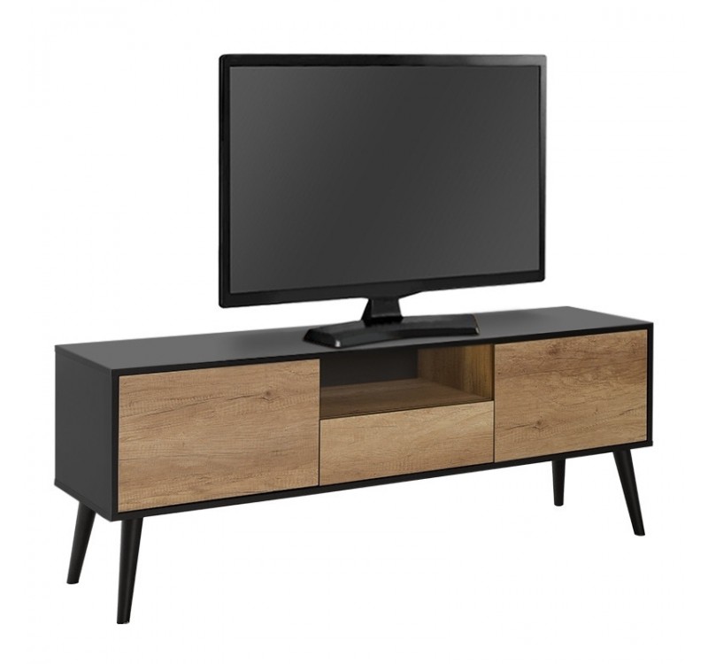 Έπιπλο τηλεόρασης Style Megapap χρώμα μαύρο - tori 160x41x58εκ.