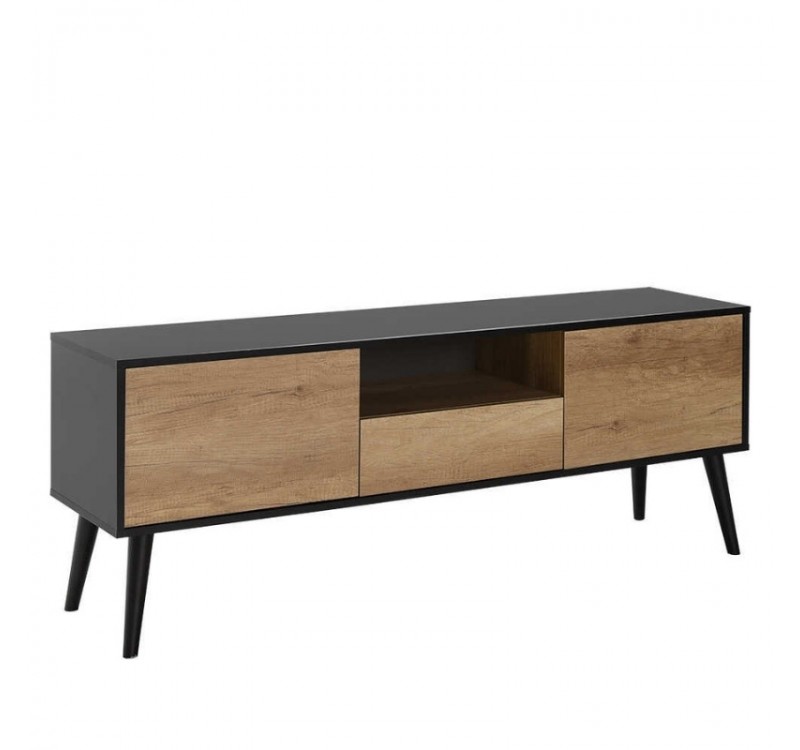 Έπιπλο τηλεόρασης Style Megapap χρώμα μαύρο - tori 160x41x58εκ.