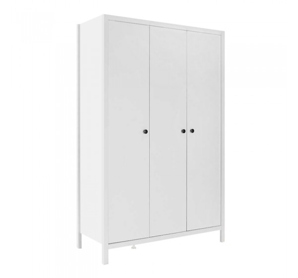 Ντουλάπα ρούχων French Megapap τρίφυλλη χρώμα λευκό 125x54x196εκ.