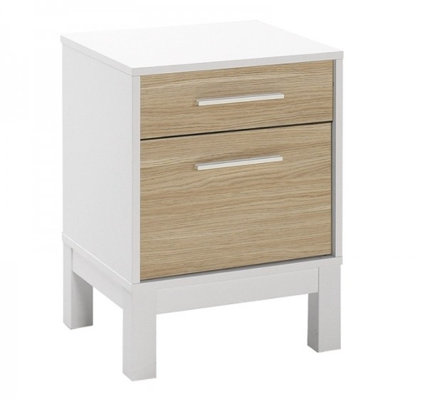 Κομοδίνο London Megapap χρώμα λευκό - oak 45x41x60εκ.